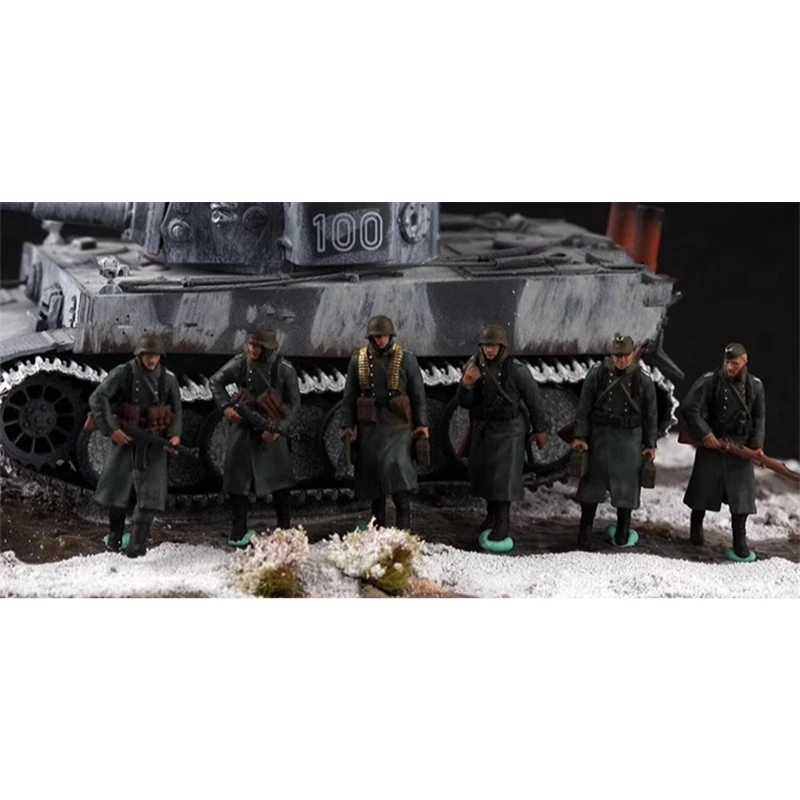 

New 1:72 Scale Model 6 Pcs Action Figure German March Soldiers Winter Coat Version Toys DIY Scene Accessory Collection Display