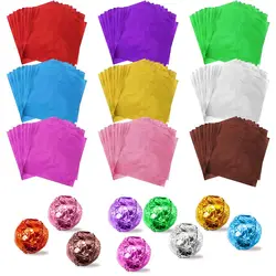 100 PCS Golden Color Aluminum Foil Tin Wrapping Paper Metal Embossing Candy Chocolate Paper Wedding Party Supplies