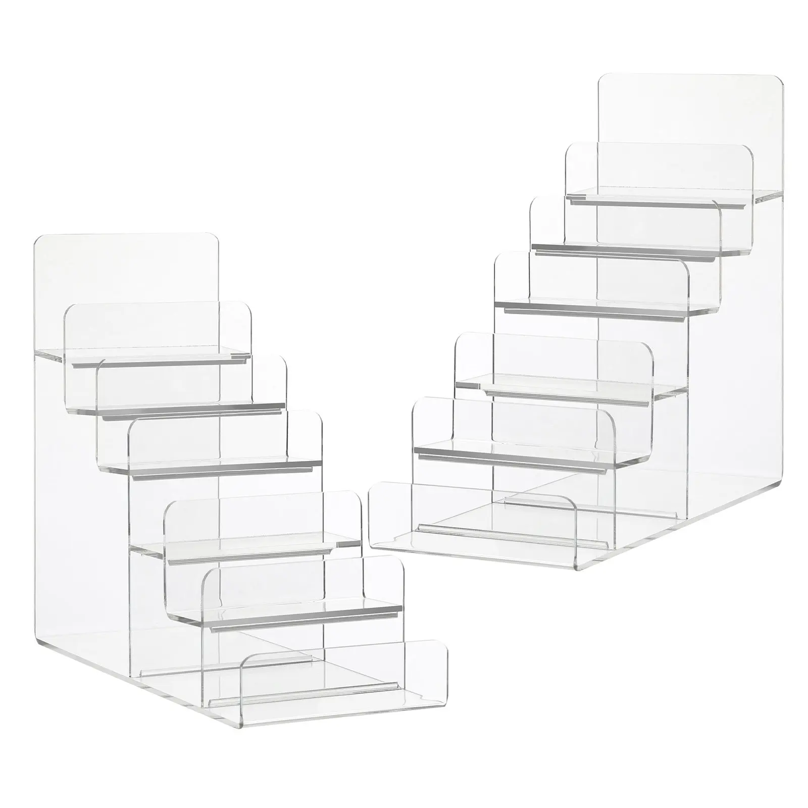2Pcs Layered Wallet Display Stand Clear Acrylic Purse Rack Organizer 6 Tier Retail Display Shelf Boutique Clutch Holder Riser view 4