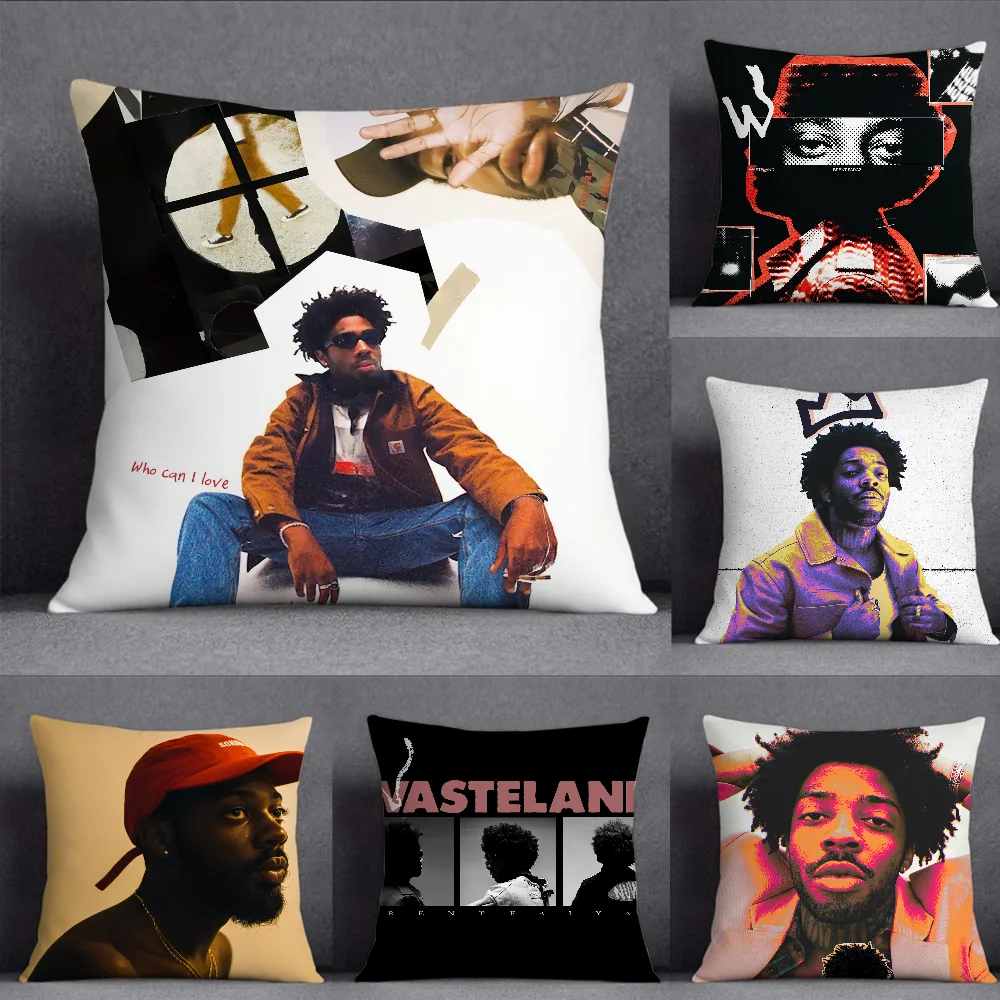 Rapper B-Brent Faiyaz Wasteland Pillow Case Square Double-Sided Printing Short Plush Sofa Cushion Cover Bedroom Bedside Pillow