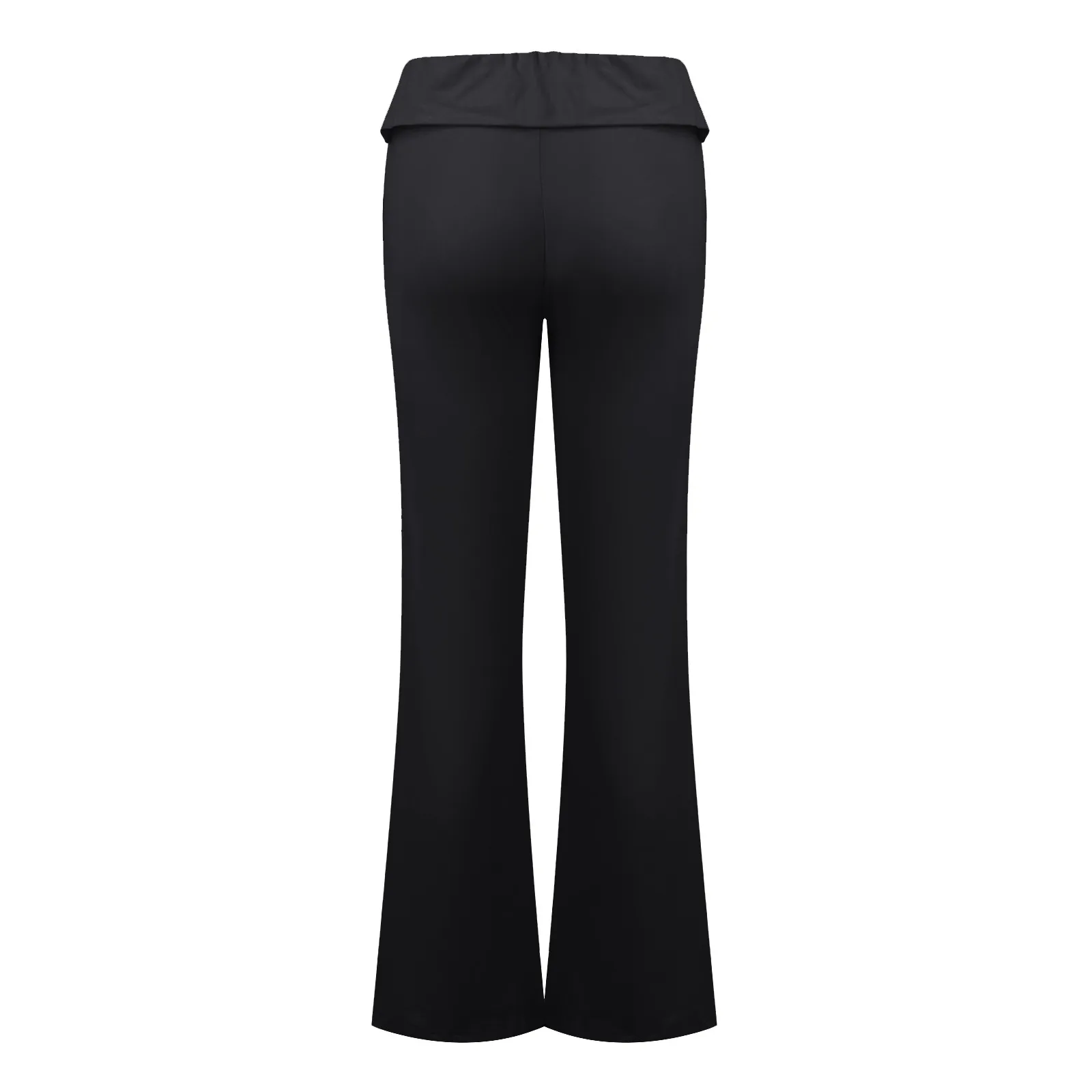 Women'S Fashion Solid Color Slim Fit Slim Reverse Waist Low Waist Elastic Waist Flare Pants Pantalones De Mujer Cintura Alta