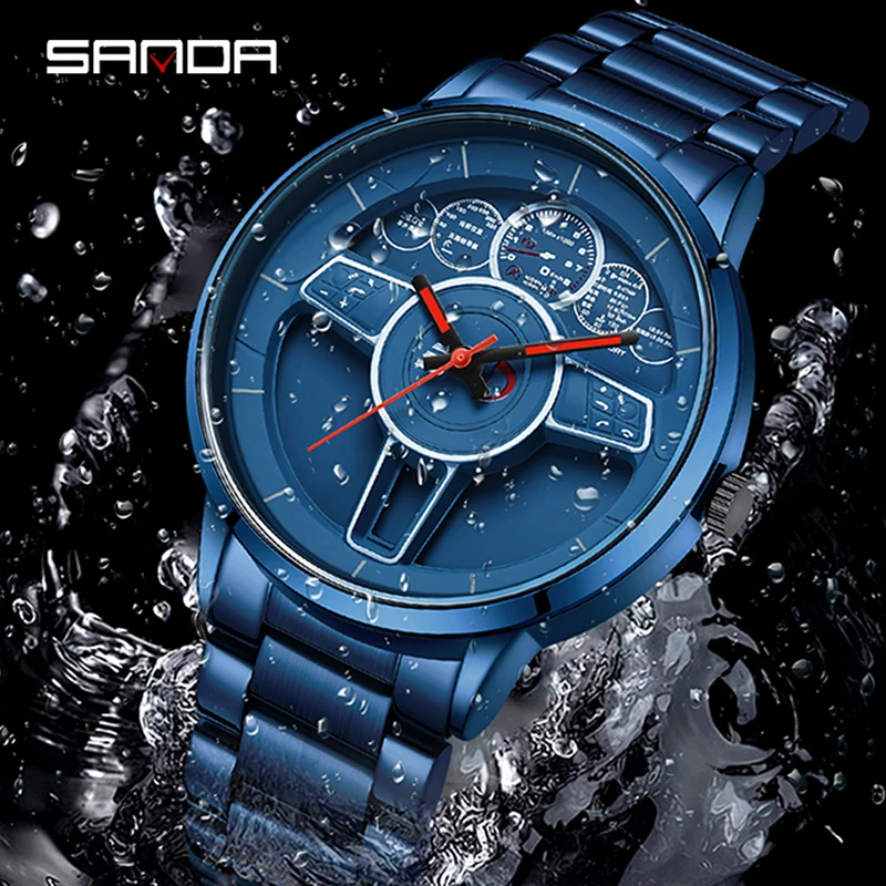 Sanda 1139 Leisure Fashion Trend Quartz Men\'s Watch Steel/Mesh Strap Business Simple Waterproof Watch