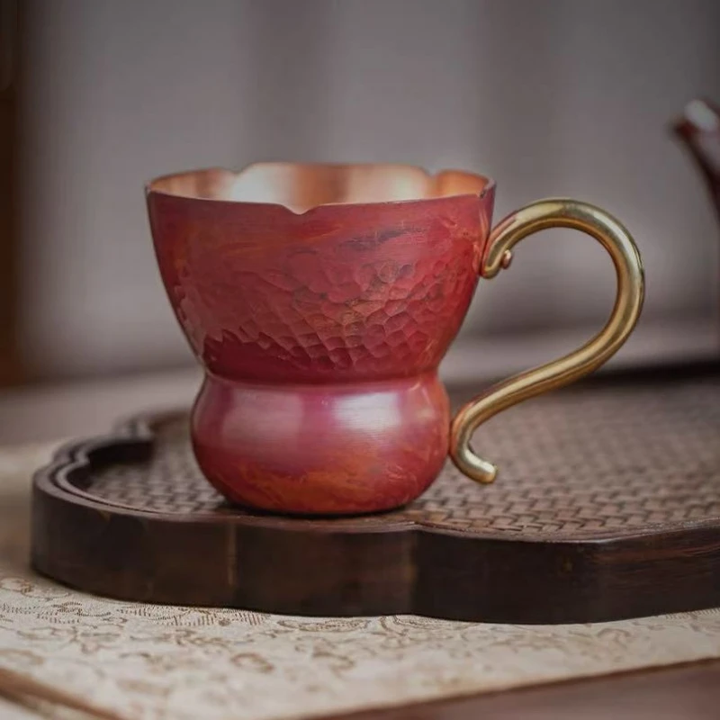 

Vintage Copper Mini Coffee Mug,Creativity Outdoors Camping Portable Handcrafted Beverage Juice Cups Drinking 60ml Tea Cup