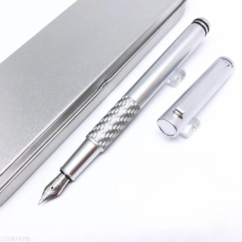 

Taiwan IWI Silver Metal Fountain Pen EF 0.38MM Nib Office School Supplies Calligraphy Practice Stationery Supplies Pens Writing