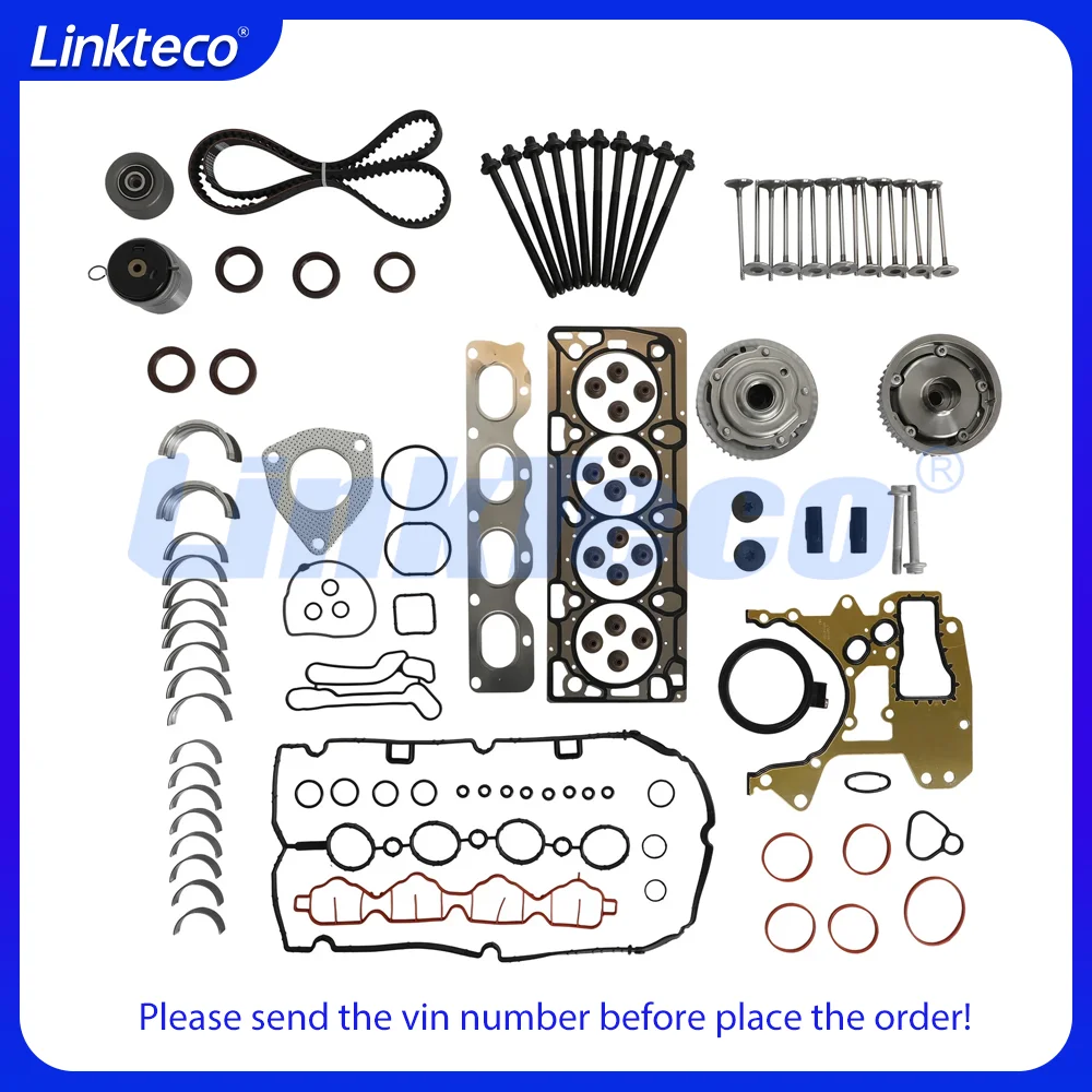 Engine Head Gasket Set Bolt O-ring and Timing Belt Kit Main Rod Bearings Fit 1.8 L For Chevrolet Cruze Sonic 1.8L LFH 2011-16