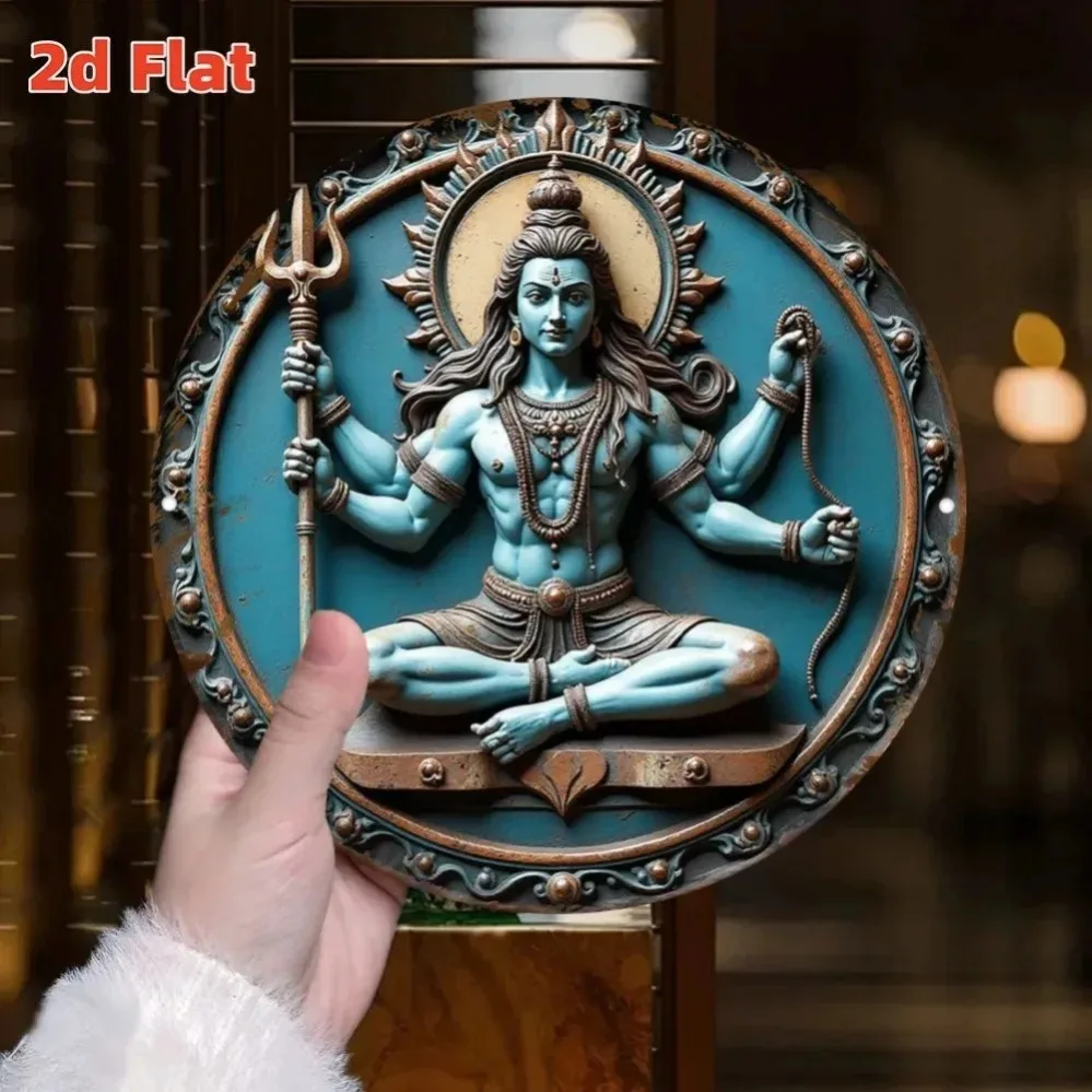 Oriental Mystic Indian Three-Handed Statue - Circular Metal Decor, Exquisite Wall & Tabletop Ornament image 6