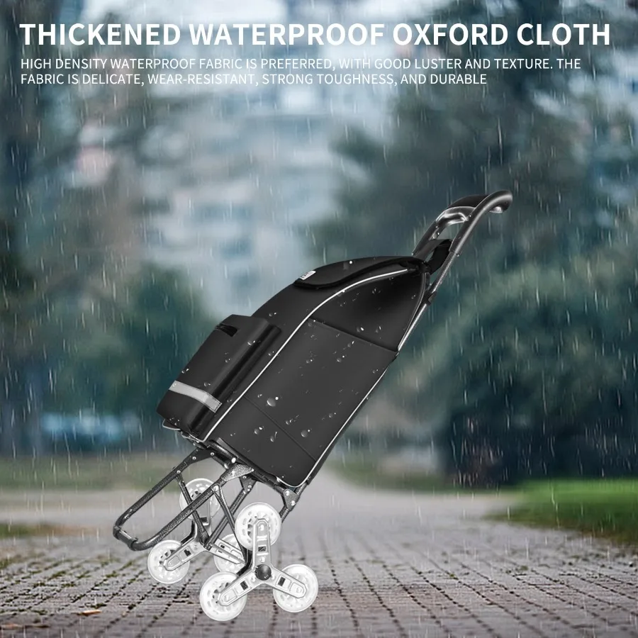 รถเข็นช็อปปิ้งพับได้พร้อมล้อสำหรับงานหนักเพื่อการปีนบันไดได้ง่าย รถเข็นอเนกประสงค์ความจุขนาดใหญ่สำหรับซื้อของชำซักรีด