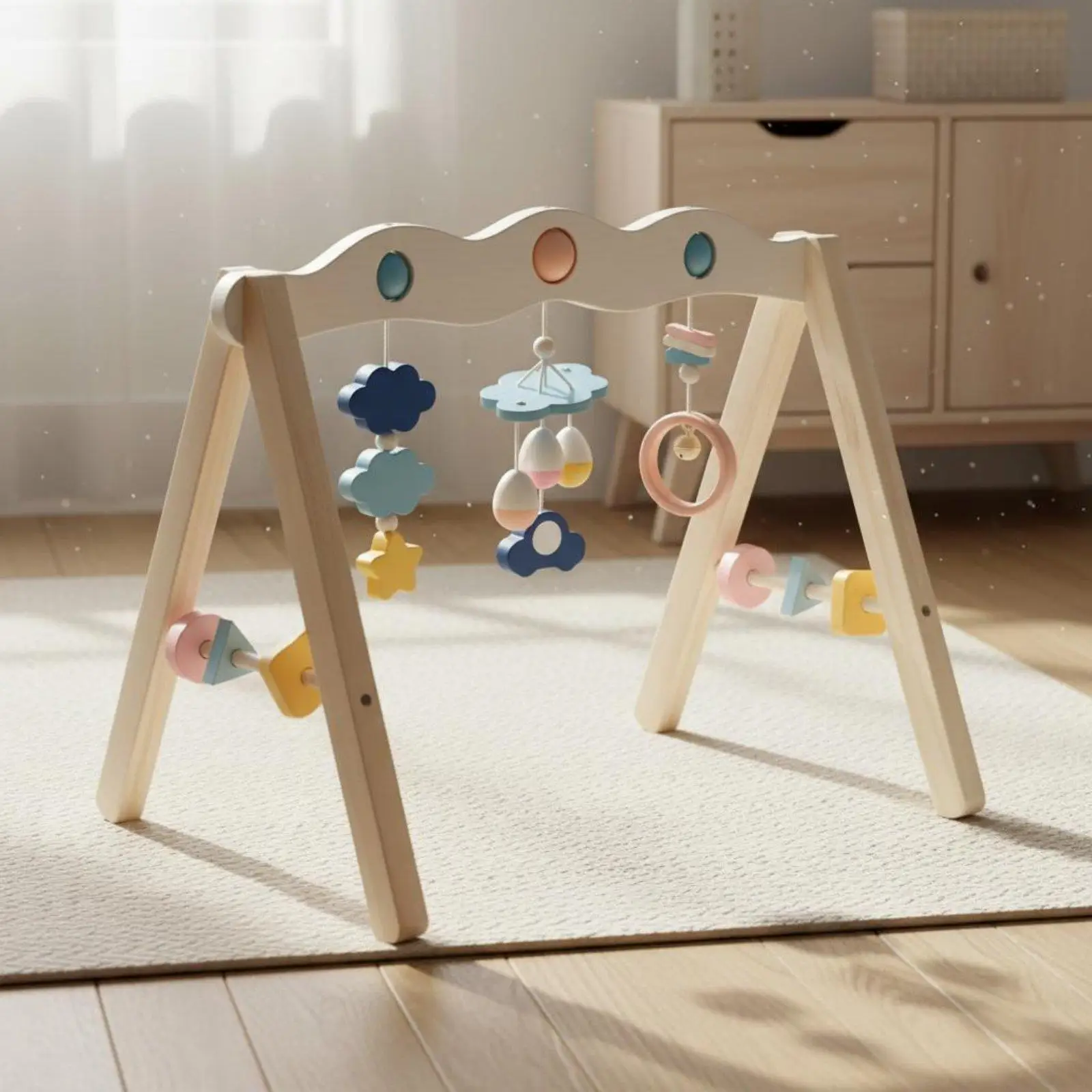 Wooden Baby Gym Nordic Design Wooden Infant Activity Gym Beech Wood for Infants