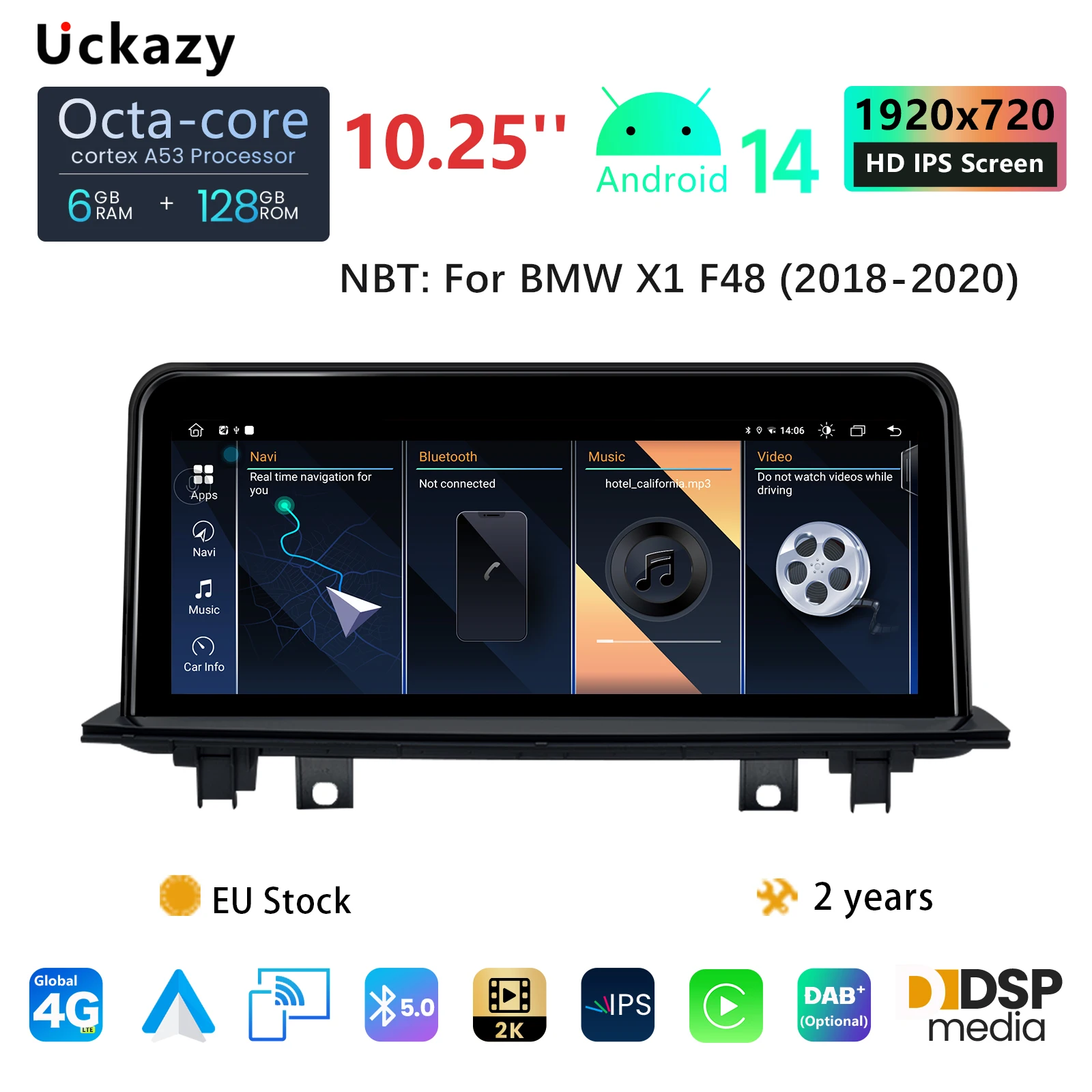 

Android 14 AutoRadio For BMW X1 F48 X2 F49 2016 2017 NBT EVO System 2016-2017 Car Multimedia Player GPS Navi Carplay AUTO Screen