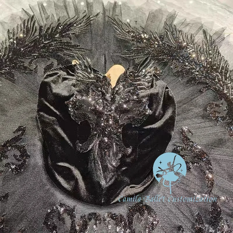 Simple new black swan silver fairy ballet TUTU competition performance skirt tailored for adults and children