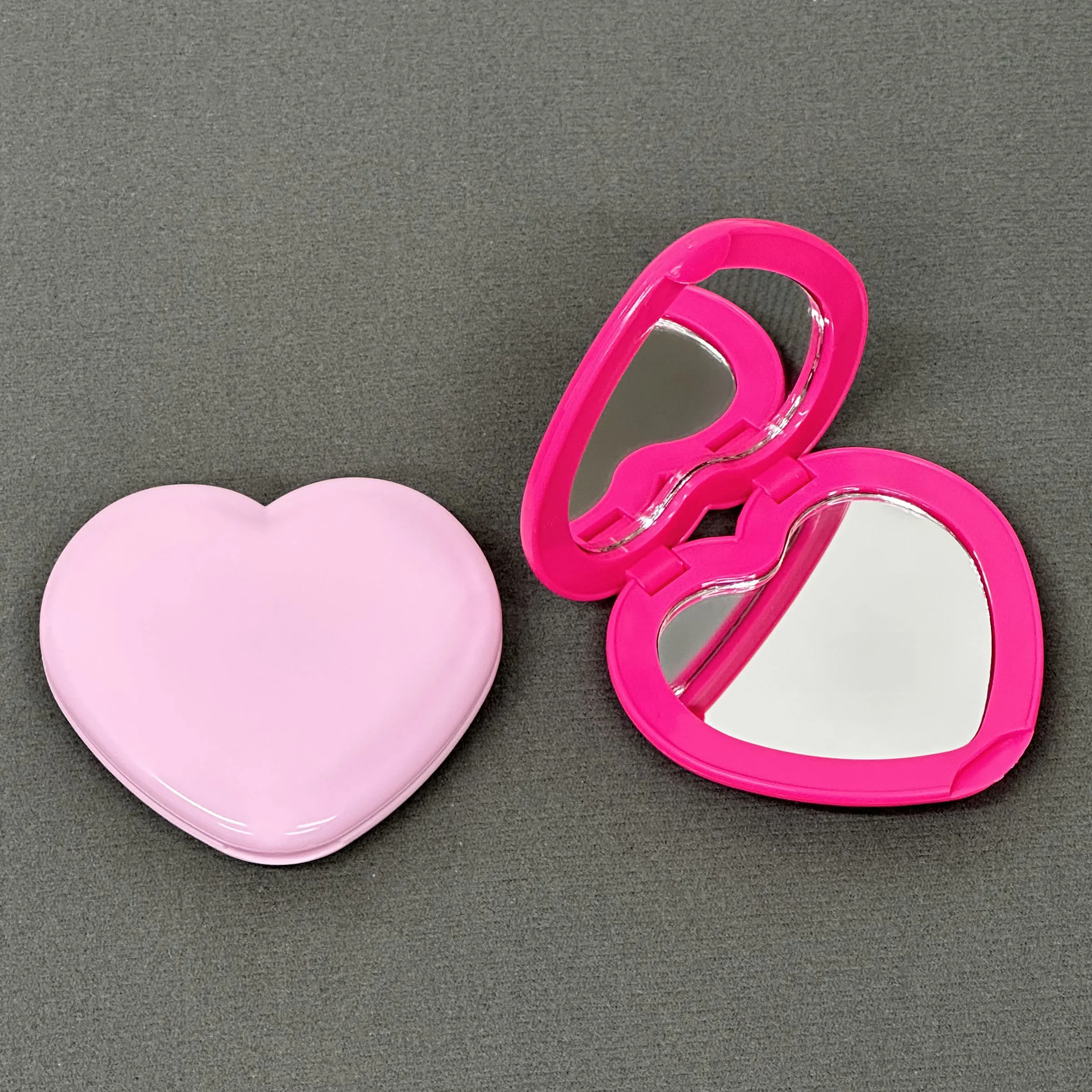 Pink Heart Folding Mirror Cute Heart Double Sided Makeup Mirror Compact Mirror