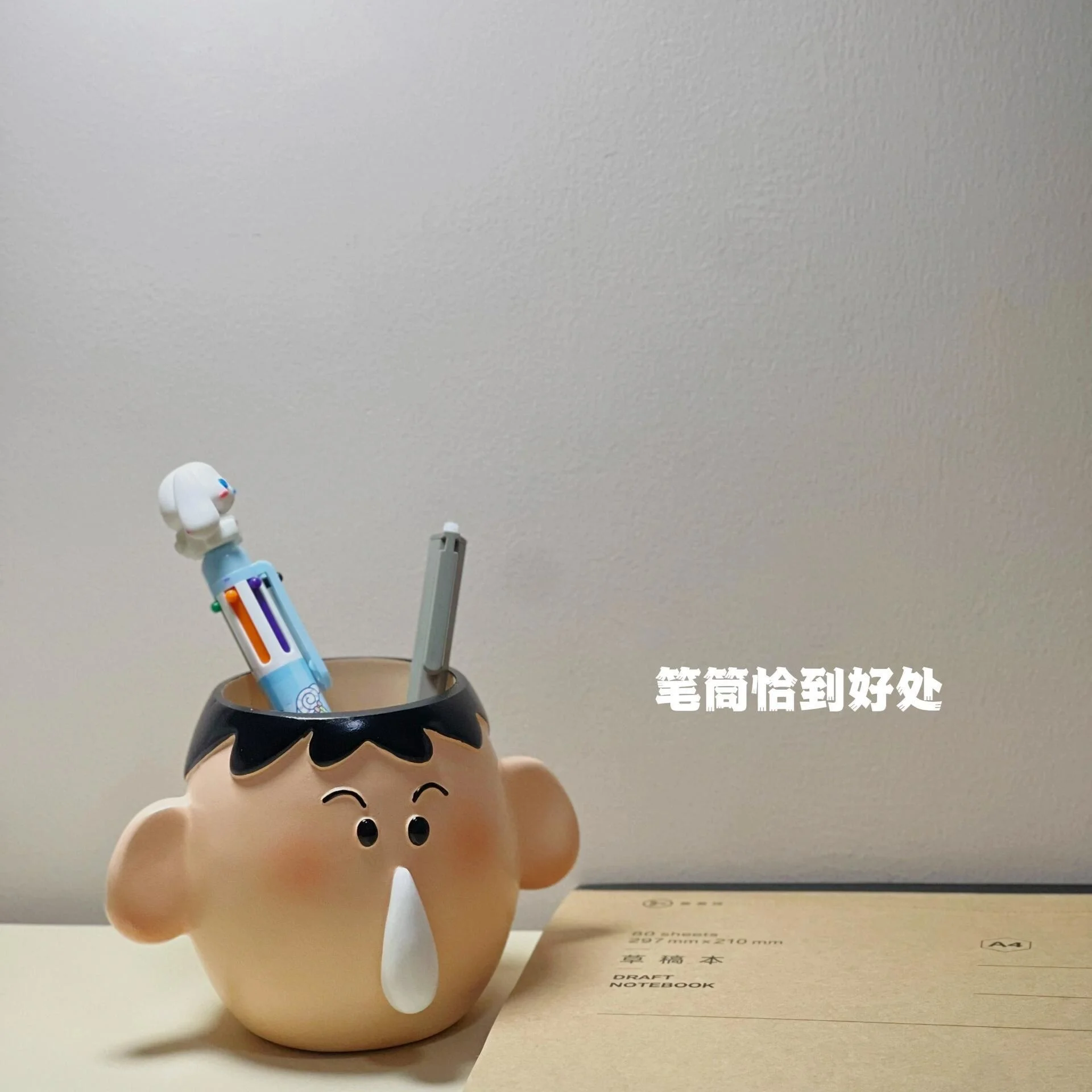 Cute Cartoon Head Pen Holder for Desk with Big Nose Design Funny Resin Organizer Decorative Pencil Pot for Girls Study or Office - view 3