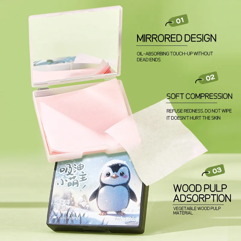 Paquet de 100 papiers buvards pour le visage, contrôle de l'huile, avec éponge de maquillage, distributeur Pop-up Portable, pour éliminer la brillance et réparer le maquillage