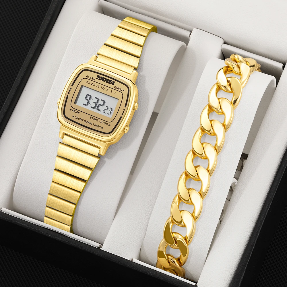 

SKMEI женские наручные часы в подарок лучший бренд класса люкс водонепроницаемые женские часы спортивные цифровые часы с маленьким циферблатом и браслет Relogio Feminino