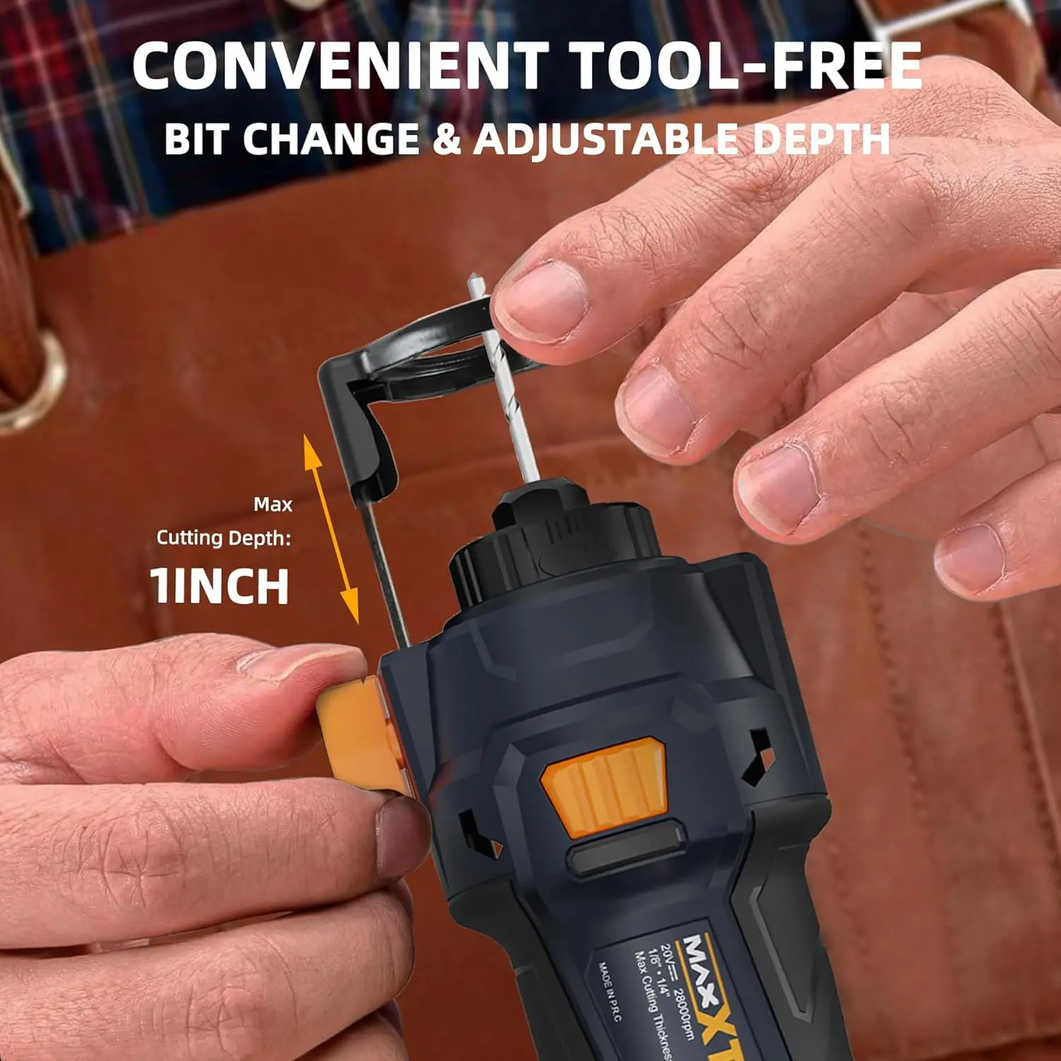 Cordless Drywall Cut Out Tool, MAXXT 20V Drywall Rotary Saw Variable Speed with 2.0AhBattery And Quick Charger, Tool Free Depth Adjustment, Drywall Cutting Tool ForPlywood/Wood/Drywall(included 2 Bits)
