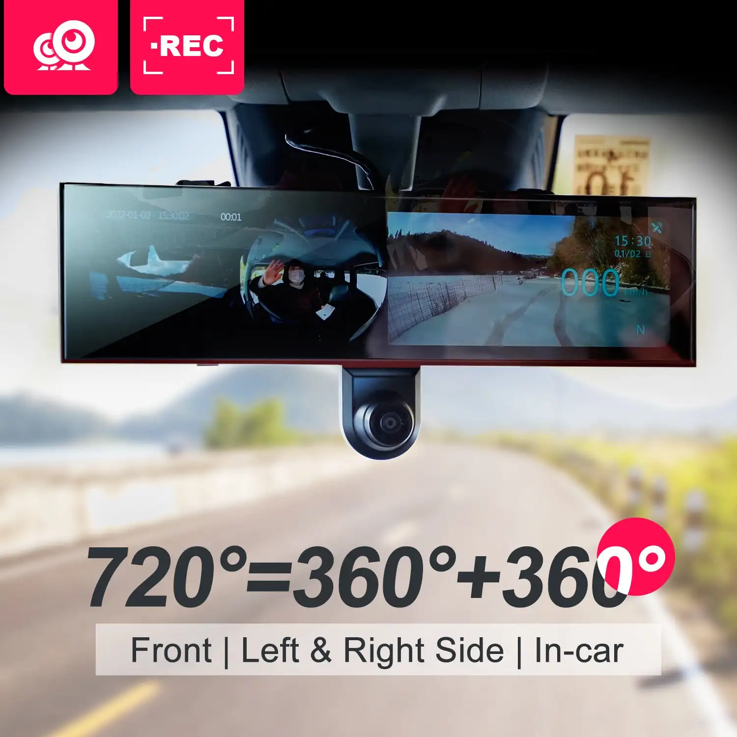 4k Front Left Right Sides Smart Rear View Dashboard Mirror Camera for Car Touch Screen Video Recorder
