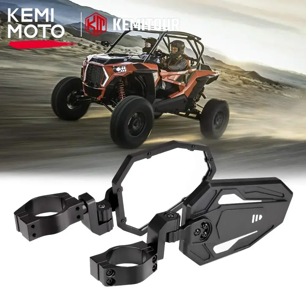 

UTV CNC Rear View Side Mirror Set Aluminum Fits 1.7"-2" Clamp Roll Cage For Can Am Maverick X3 Compatible with Polaris RZR