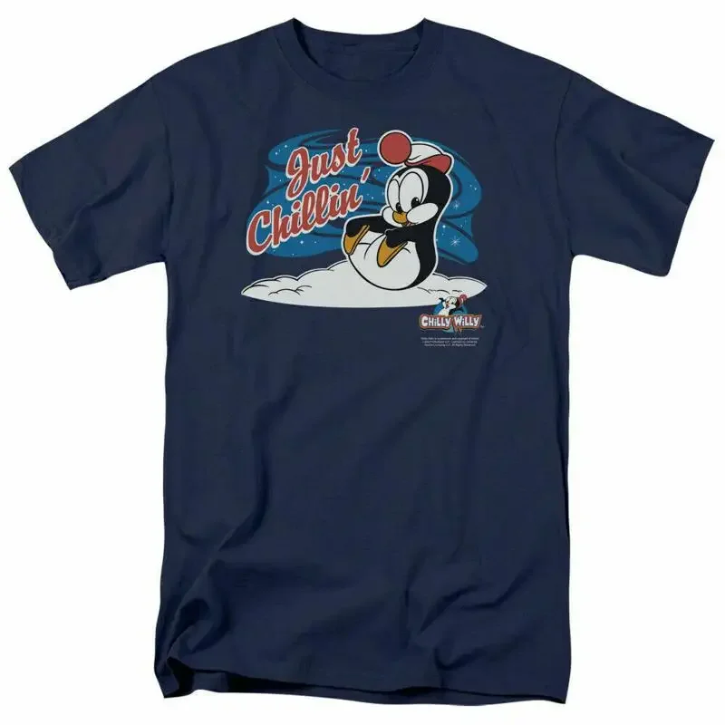 Chilly Willy Just Chillin T Shirt Mens Licensed Cartoon Merchandise Navy