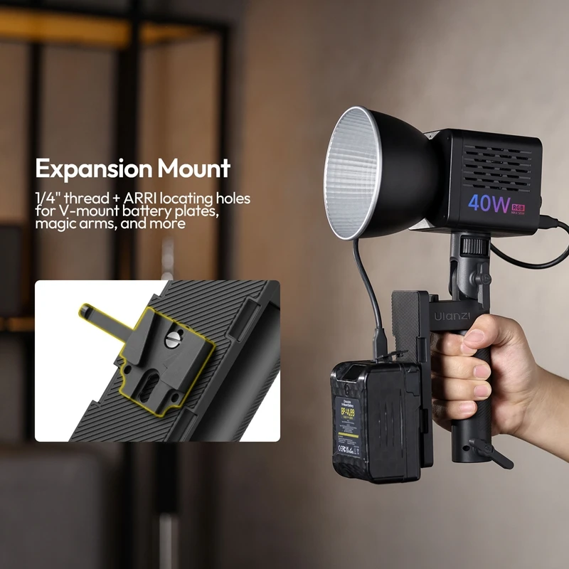 Ulanzi AL06 Light Handle Grip Light Stand z regulowanym kątem mocowania zasilania do światła wypełniającego COB Light Air Tube Light Max Load 4KG — zdjęcie produktu 3
