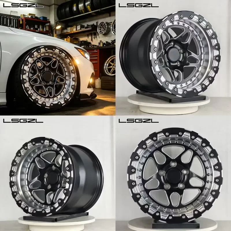 

i LSGZL Forged Beadlock Rims 5x120 Rim 15 17 18 19 20 Inch Car Wheel off Road 6x139.7 5x114.3 for Gtr Belak