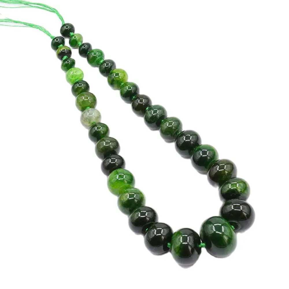 

APDGG 8x12mm-20x30mm Green Emerald Agate Polishing Raw Smooth Rondelle Graduate Loose Beads 20" Necklace Jewelry Making DIY