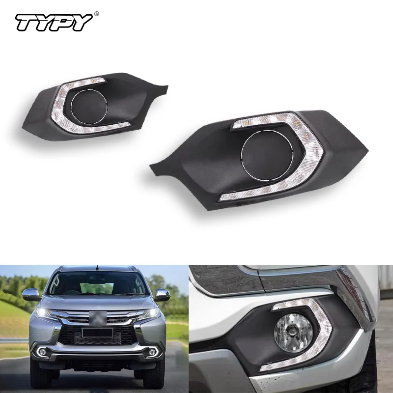 

TYPY 2 шт. автомобильные светодиодные дневные ходовые огни DRL лампы для Mitsubishi Pajero Sport 2015-2016 противотуманные фары указатель поворота
