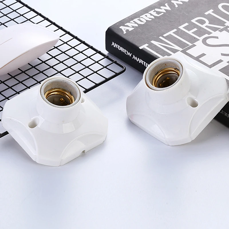 1PC Plastic Flat Head Socket Home Furnishing Round Pendant Socket E27 Screw Socket With Porcelain Waterproof Lampholder