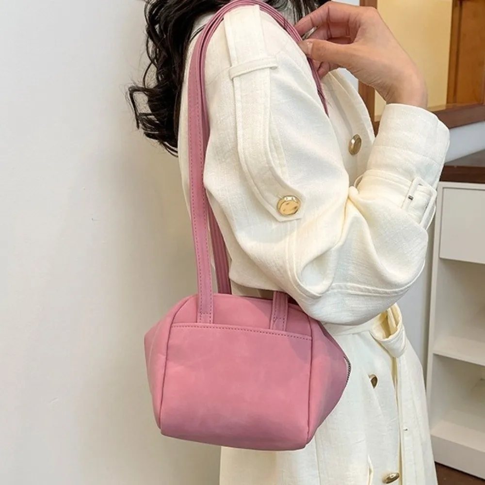 

Soft Matte Toast Shape Shoulder Bag Lightweight Versatile Small Square Underarm Bag Washable Synthetic Leather Compact Handbag