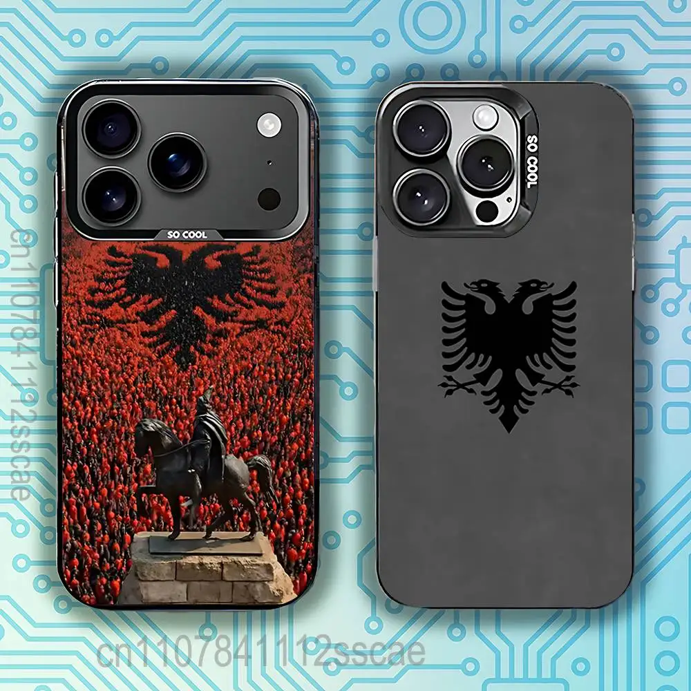 

Albania Albanians Flag Phone Case For iPhone 17,16,15,14,13,12,11,Pro,Max,Plus,E,Air,Mini Black Tpu IMD Cover
