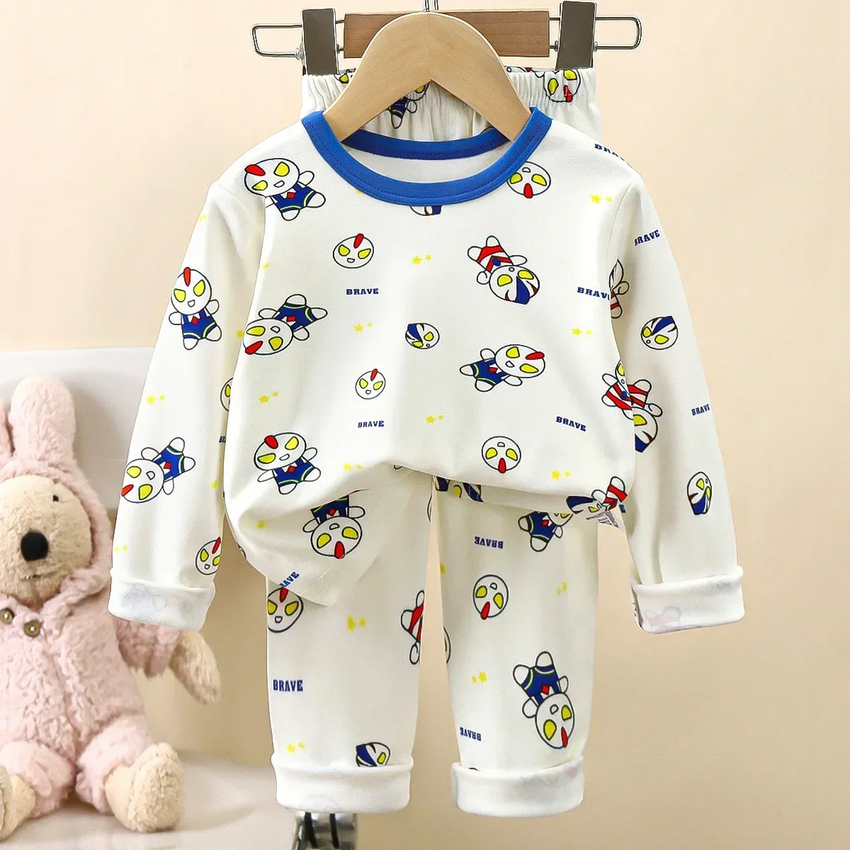 Pyjama de dessin animé pour enfants, t-shirt à manches longues Krasnor, pantalon Y +, vêtements de nuit pour bébé, ensembles de vêtements de