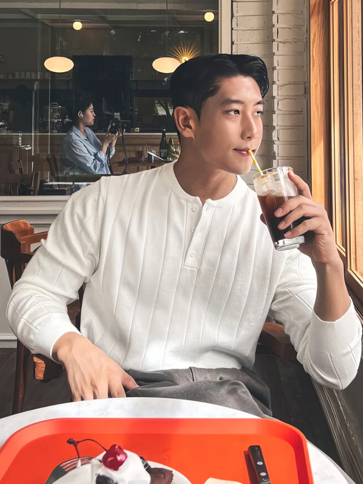 

Мужской свитшот из австралийской шерсти Henry High Sensation, приталенный, с длинным рукавом, в американском повседневном стиле, с планкой на пуговицах