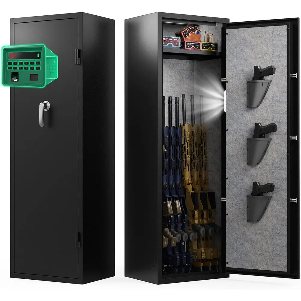 

Биометрический сейф для огнестрельного оружия: доступ по отпечаткам пальцев для винтов и пистолетов, шкафы с быстрым доступом и улучшенным светодиодным освещением - Готовый
