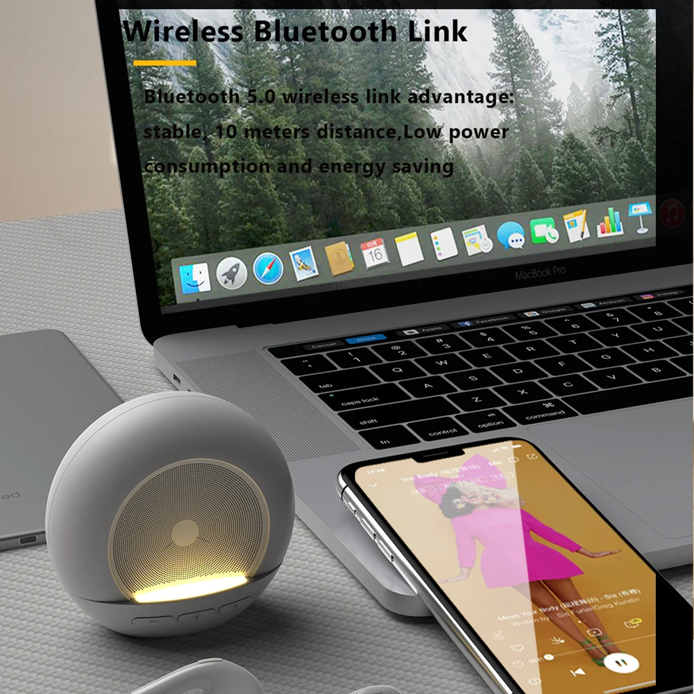 Zealsound Bluetooth Speaker RGB Sleep-aid Light One-button Call without Delay High-fidelity Surround Sound Support TWS, TF, SD