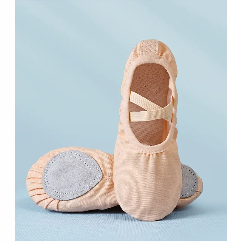 Nuovi appartamenti per bambini rosa Scarpe da ballo Scarpe da ballo piatte in tela per bambini Scarpe da punta per balletto in raso con puntelli rosa neri taglia 25-39