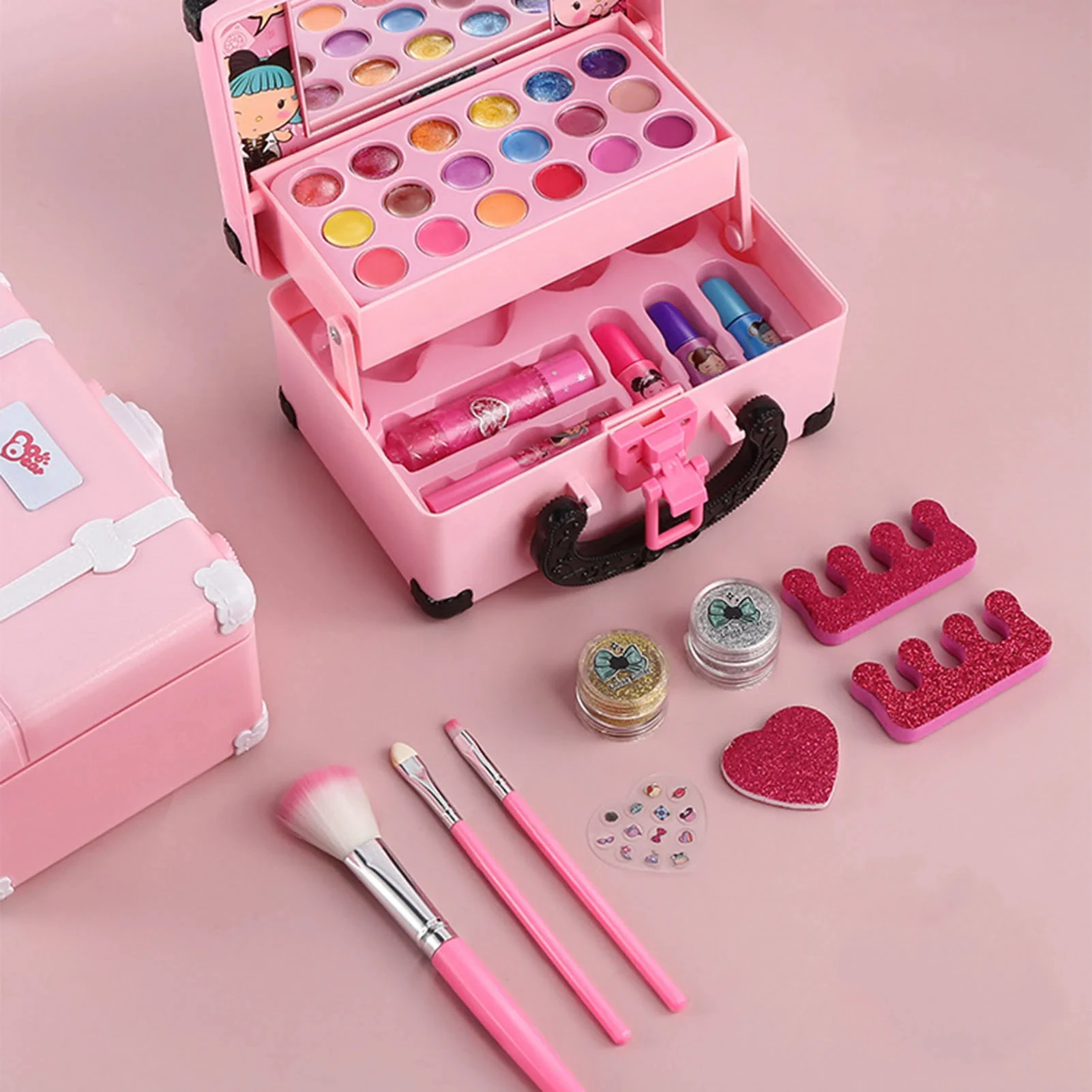 Children Play House Toys Makeup Kit Washable Pretend Play Cosmetic Set Toys Safety Nontoxic Makeup Set Little Girls Toys Gifts