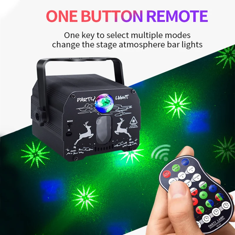 Proyector de aluminio portátil con Control remoto de sonido, productos inteligentes brillantes, Mini luz de discoteca Rgb, luces láser, control remoto Ir