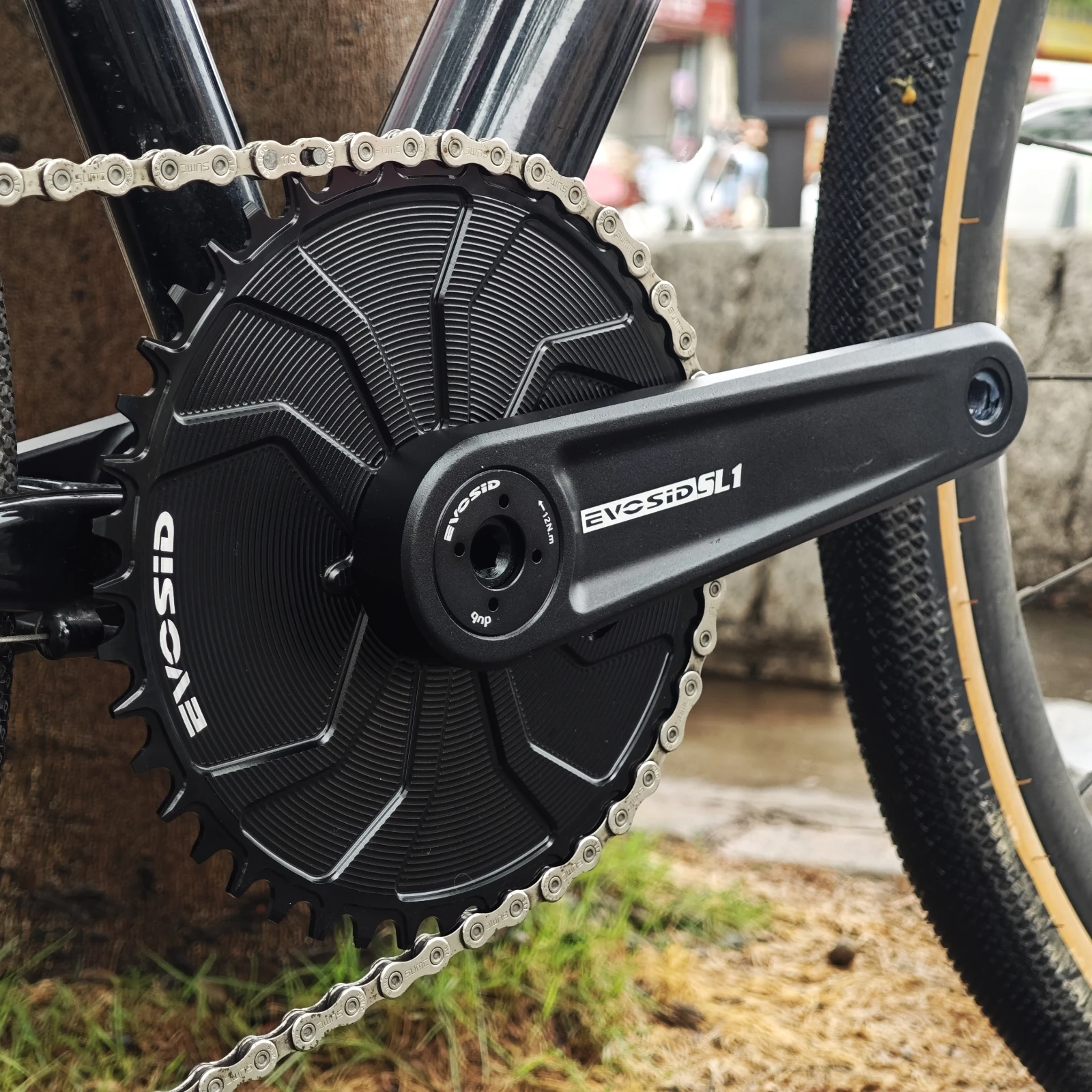 EVOSID Gravel Rennrad 3-Loch-Kettenblatt schmale breite Zähne, 0 mm Versatz, 40T-56T Rundscheibe, 8-13-Gang-Kette, solide Scheibe – Detail 9