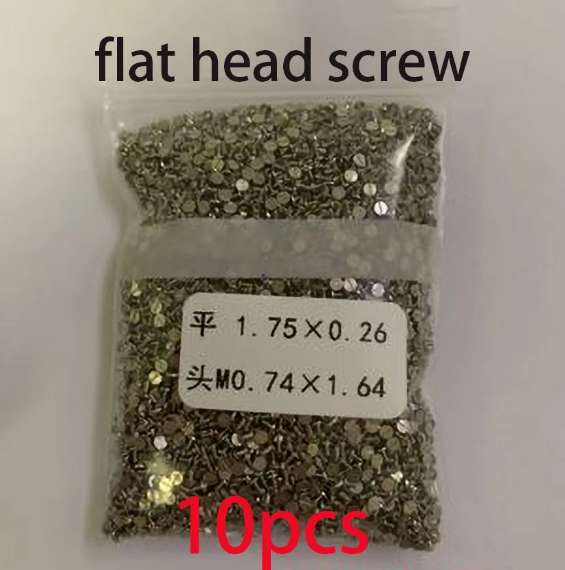 Watch movement screws of various sizes, flat head screws, small flat head screws