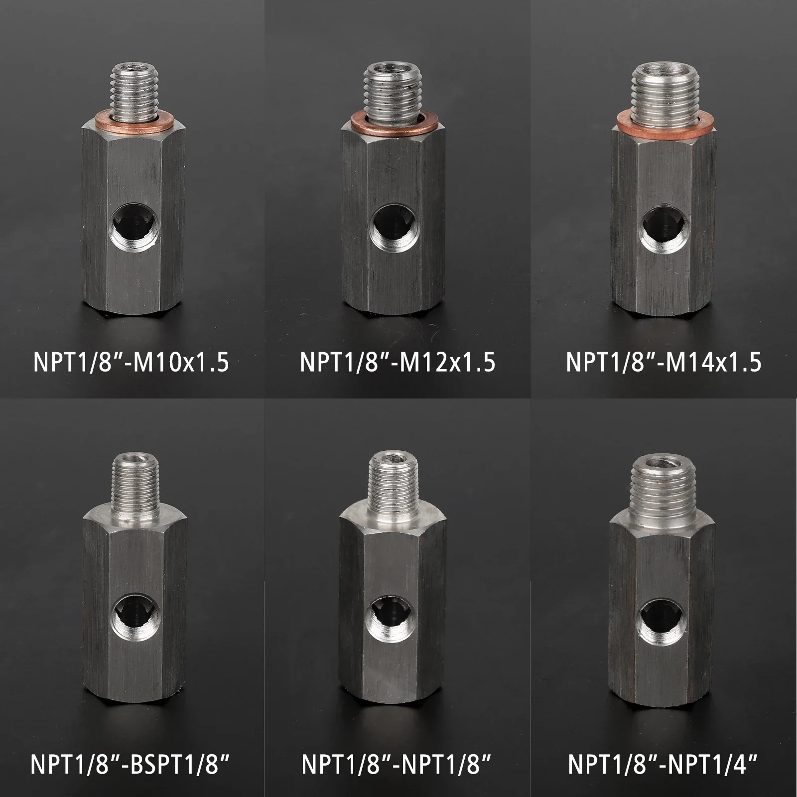 304 Stainless Steel 1/8 NPT Oil Pressure Sensor Tee Adapter for OE Sender Turbo Oil Feed Line M12 M10 M14