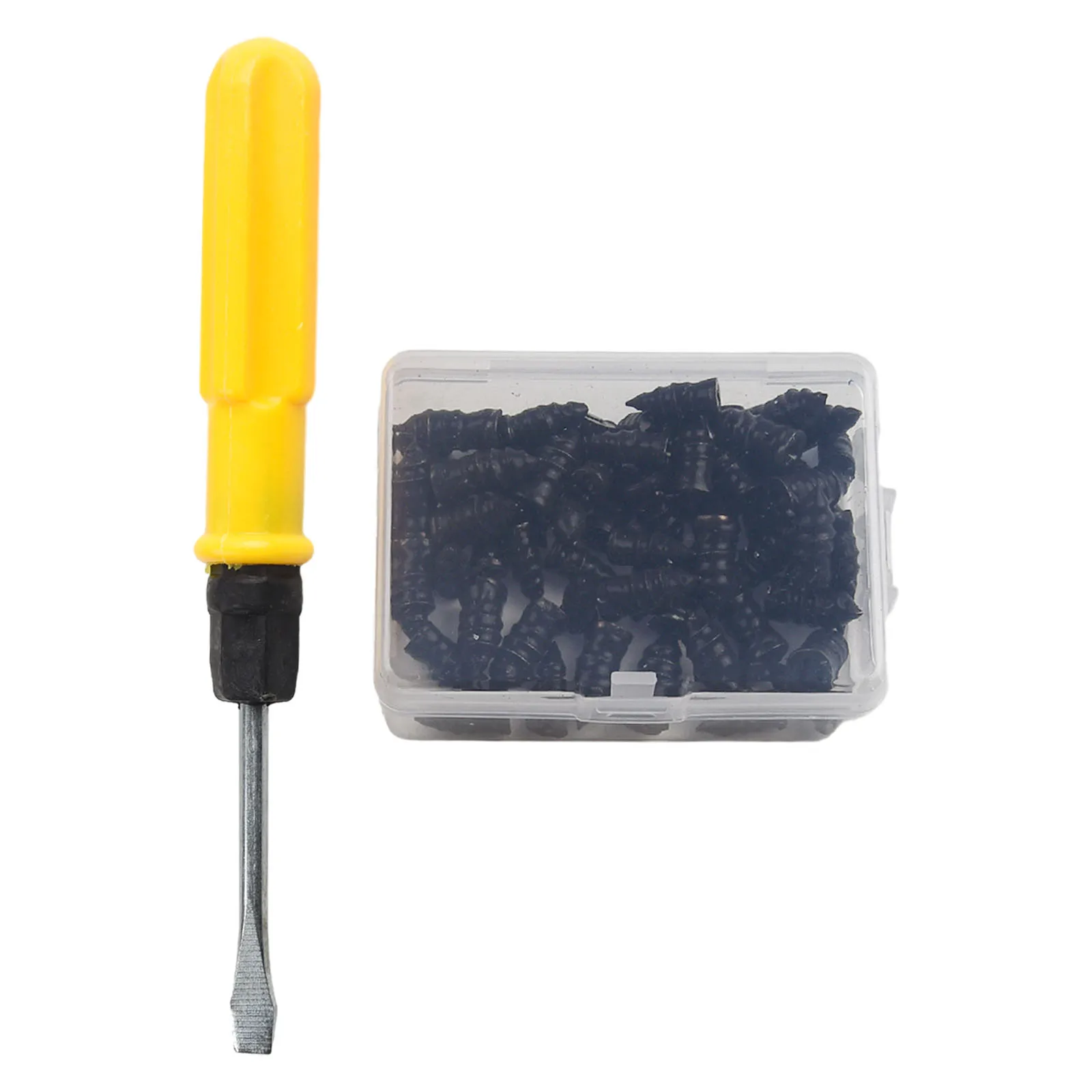 Car Tire Repair Kit 60PCS Rubber Insert Nails and Screwdriver for Immediate Field Use on Motorcycles Trucks and Bicycles