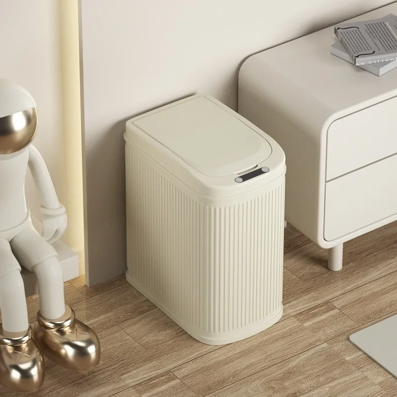 

Металлические полностью автоматические мусорные баки, интерактивные однотонные прямоугольные бесшумные мусорные баки, двухслойные современные простые товары для дома