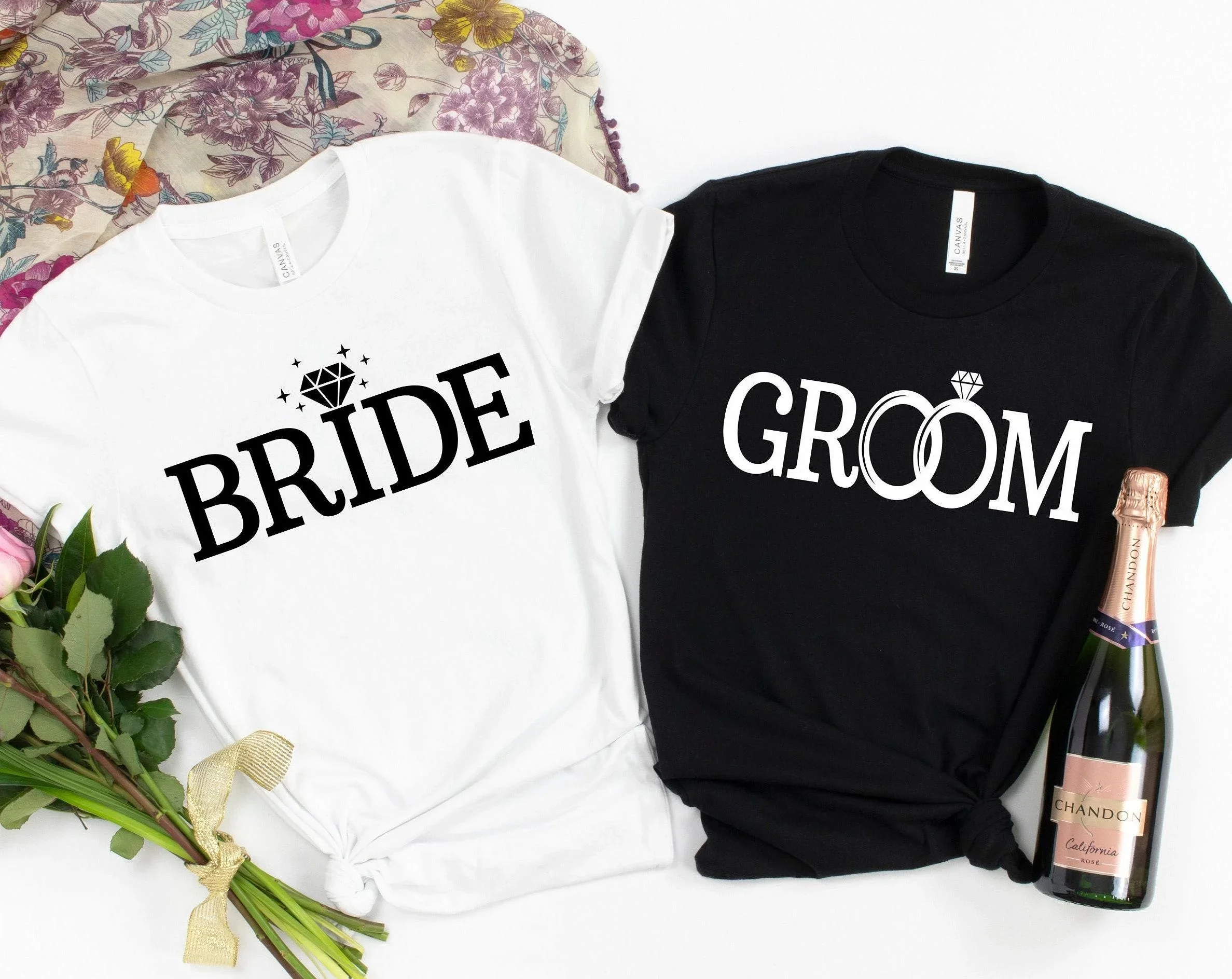 New Wedding Party T Shirt Women Men Fashion Bride Groom Print Short Sleeves Loose T Shirt Summer Couple Tops Tees(Premium shirt)