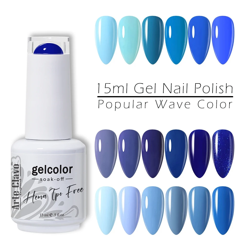 Arte Clavo 15ml UV Gel Nail Polish Blue Color Hybrid Varnis HEMA TPO FREE Top Base Enamel Nail Polishes Lacquer Manicure Gellack