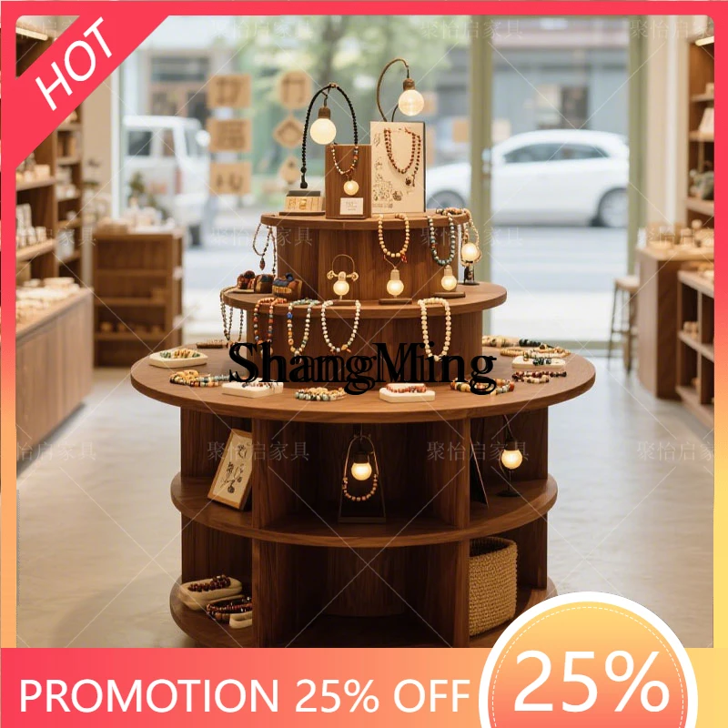 

SM Jewelry Store Commercial Product Display CabinetSolid Wood Round Center Table Display Stand Round Column Display