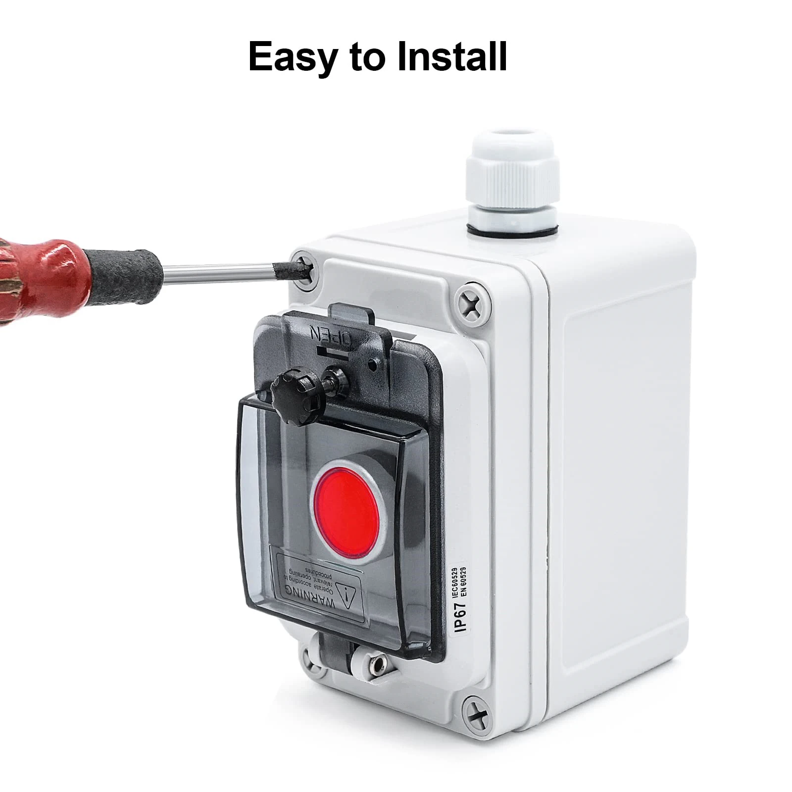 130x80x70mm AG Series Electrical Junction Box With One Drill hole Protective Window Cover Button Switch Support Customization