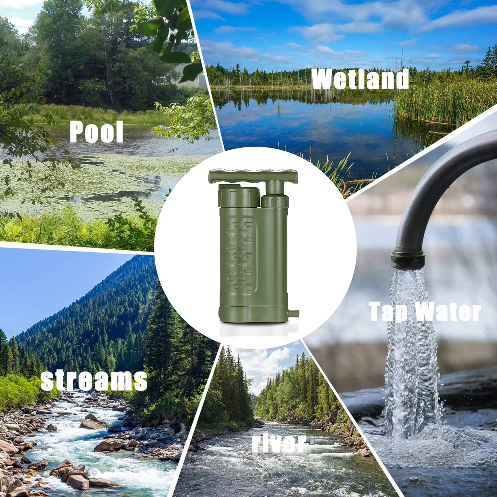 Outdoor Emergency Filtration Tool Hiking Water Purifier Compact  0.01 Micron Camping Water Filter 3-Stage Portable Survival Pump - view 6