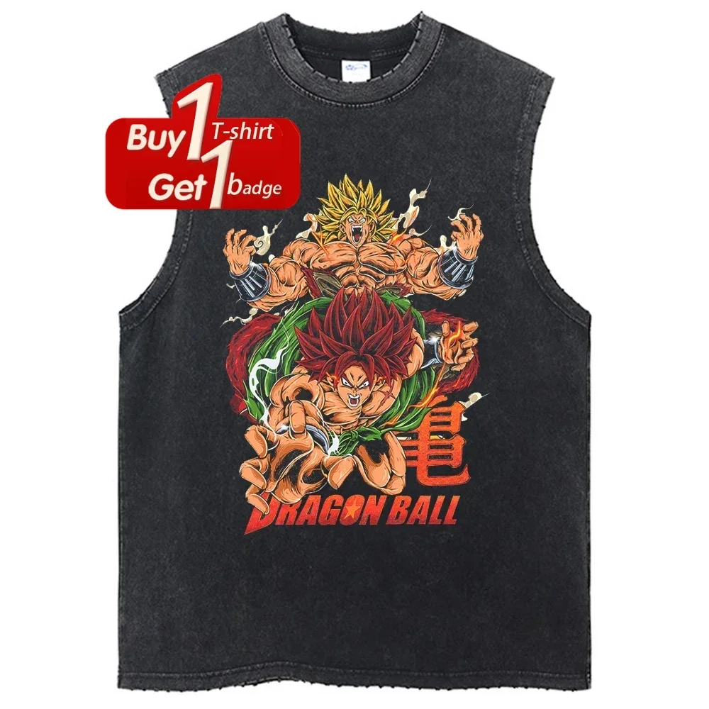 

Мужская майка в стиле аниме Dragon Ball Goku с графикой, летняя одежда Y2k, мужская рубашка без рукавов, винтажный потертый жилет большого размера в стиле Харадзюку для спортзала
