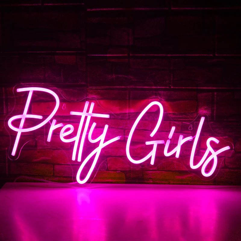 

Светодиодная неоновая вывеска Pretty Girls, USB-выключатель, розовый ночсветильник, декор для спортзала, свадьбы, комнаты, Хэллоуина, вечеринки, бара, подарок, неоновый свет