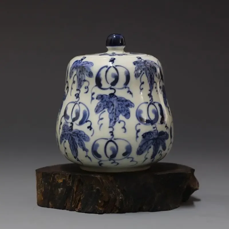 Chinese Blue and White Porcelain Jar Qing Jujube Shape Pot 4.13 inch