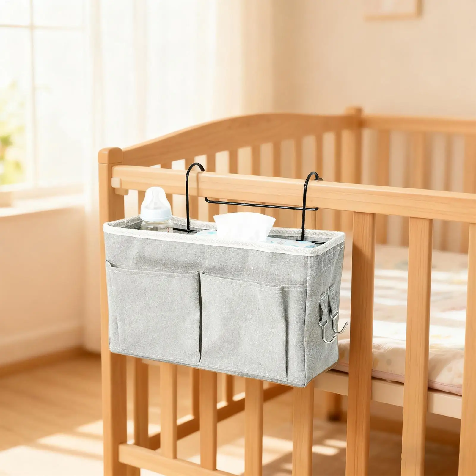 

Bedside Organizer Adjustable Space-Saving Portable Nursery Baby Bottle Storage Bag For Dorm Bunk Bedroom Kids Room Travel Baby